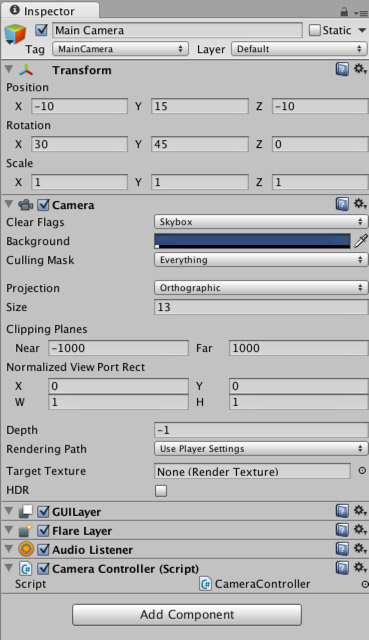 MainCamera Settings